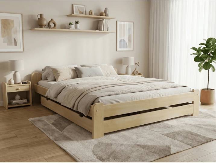 Bett Emily 140 x 200 cm, Kiefer Matratze: Matratze Deluxe 10 cm, Lattenrost: Mit Lattenrost