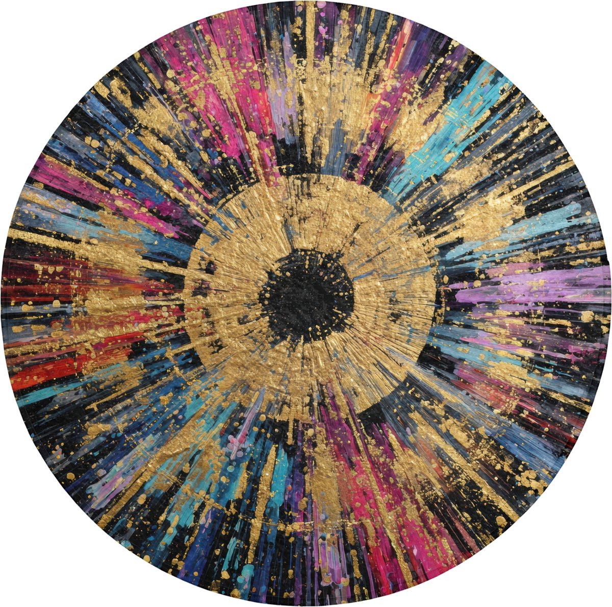 OnlyWow Ronde Badmat - Antislip - Goud - Abstract - Diameter: 70 cm