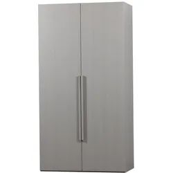 Kleiderschrank Rens Holzdekor, modern mit 2 Türen und Schubladen, hellgrau, lackiert
