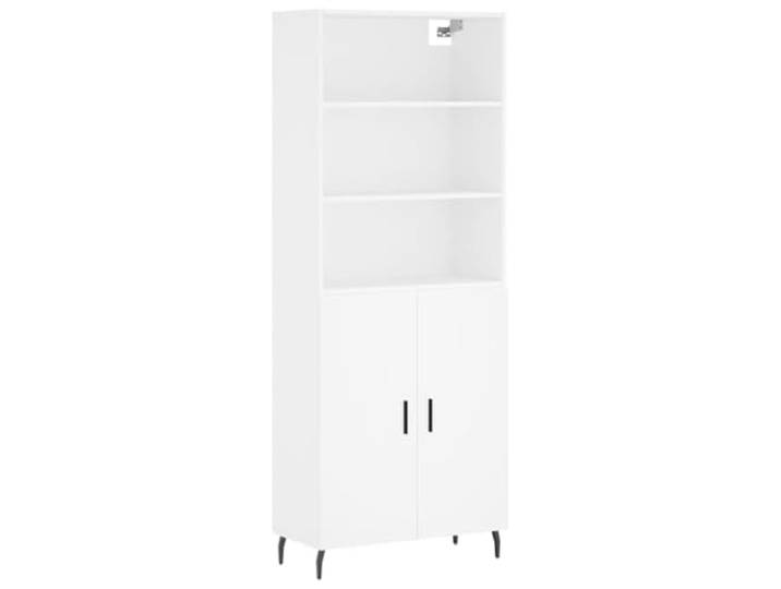 Kaorsrow Highboard Weiß 69,5x34x180 cm Schrank mit Türen Metallfüße Vielseitiger Aufbewahrungsschrank aus Holzwerkstoff für Wohnzimmer und Flur. Metallfüße sorgen für sicheren Stand.