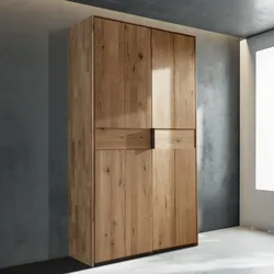 Drehtürenschrank Holzschrank massiv 104 cm breit in Wildeichefarben
