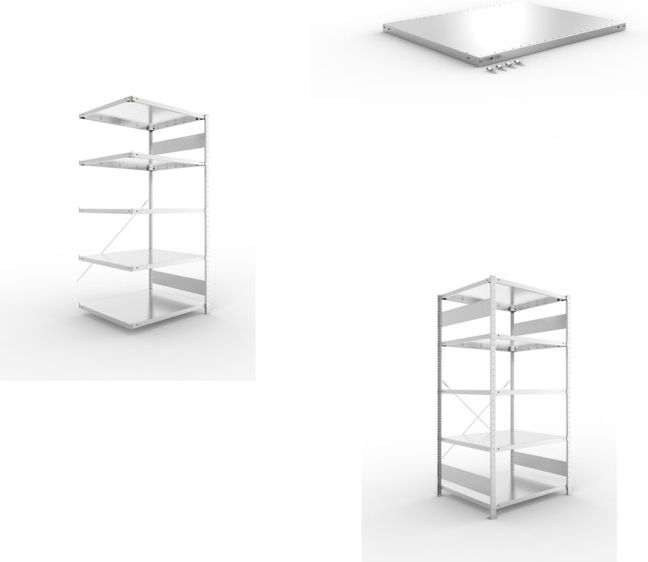 Meta Set S3 CLIP 230 Anbauregal 2000x1000x800 mm in verzinkt mit 5 Böden + S3 CLIP 230 Grundregal 2000x1000x800 mm in verzinkt mit 5 Böden + Fachboden MS 230 CLIP 1000x800 mm verz.