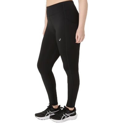 Lauftights ASICS "ASICS CORE WINTER TIGHT", Damen, Gr. S, N-Gr, schwarz (performance schwarz), Obermaterial: 91% Polyester, 9% Elasthan, Hosen, Wärmend, Reflektierend, Praktische Taschen