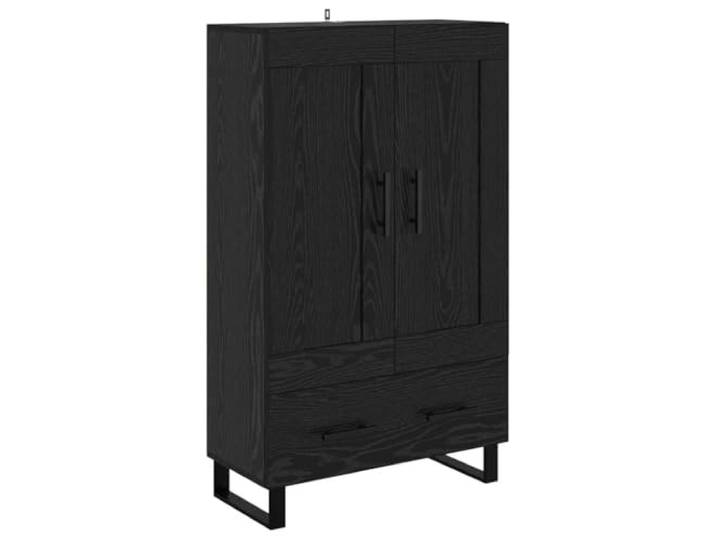 GHVBNMF Highboard Schwarz Eichen-Optik 69,5x31x115 cm Holzwerkstoff Schlanker Beistellschrank für Wohnzimmer und Büro mit 2 Türen, Schublade und verstellbarer Ablage für mehr Ordnung.