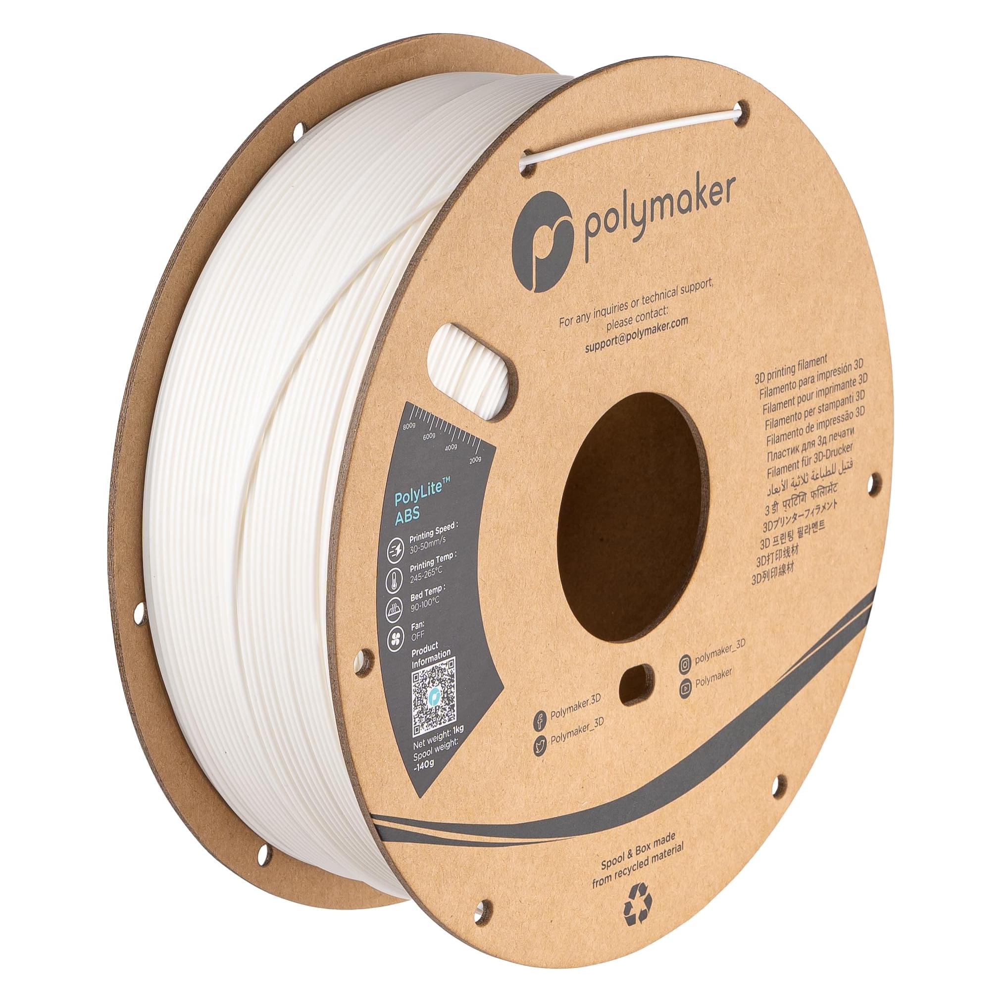 Polymaker PE01002 PolyLite Filament ABS geruchsarm 1.75 mm 1000 g Weiss 1 St. (ABS, 1000 g, 1.75 mm) (PE01002)