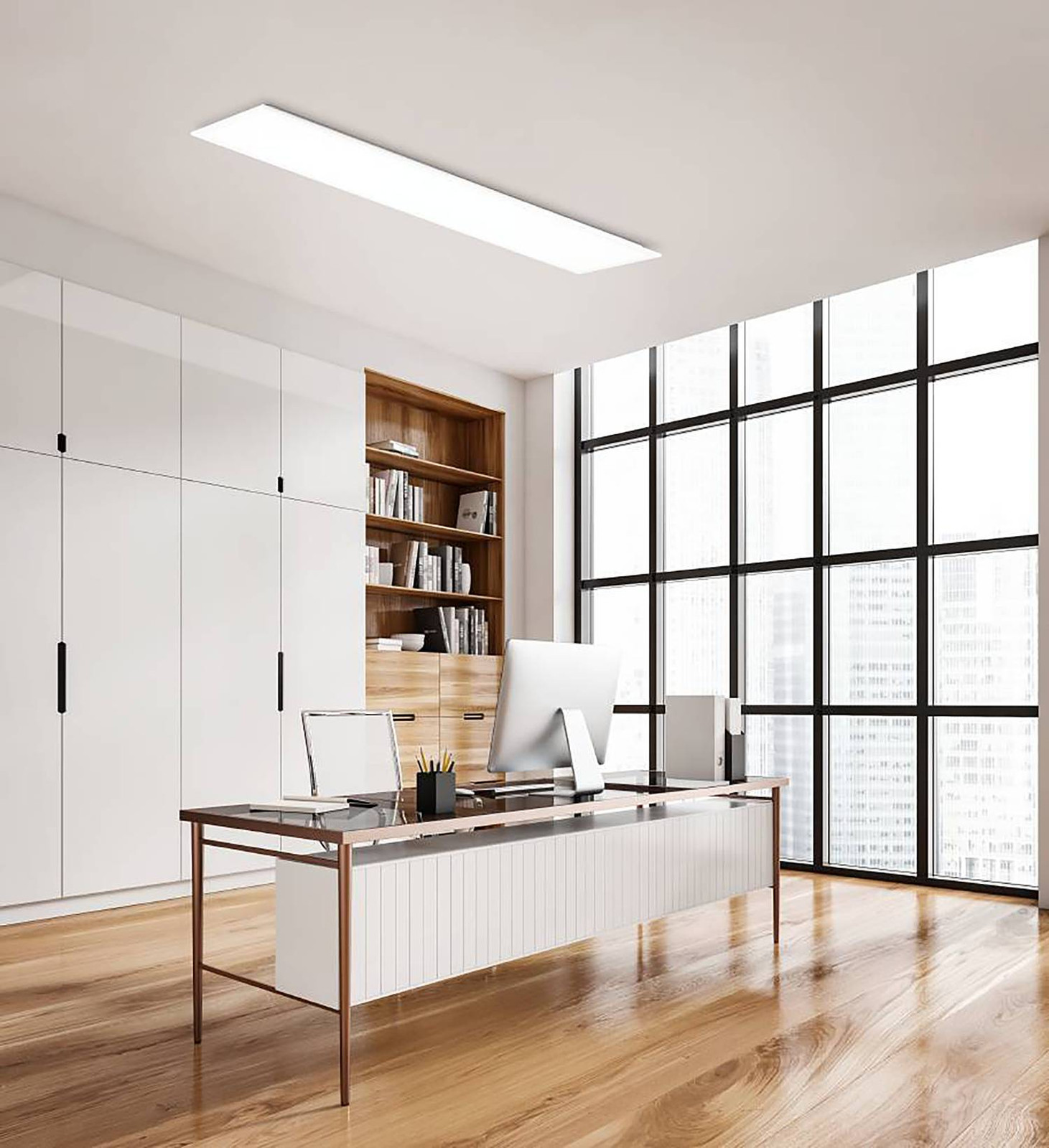 home24 LED-plafondlamp Rabassa wit, 120 cm