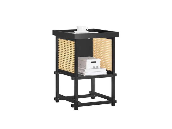 SoBuy Beistelltisch Schwarz, Holz, 40x60x40 cm, Wohnzimmer, Wohnzimmertische, Beistelltisch