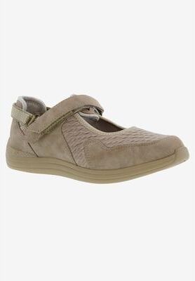 Wide Width Women's Buttercup Mary Jane Flat by Drew in Sand Combo (Size 7 W)