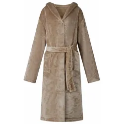 vidaXL Bademantel Hoodie Kamel M Flanell