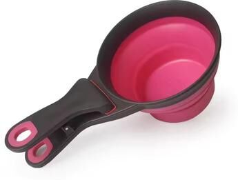 Inspire Curations Collapsible Pet Food Scoop With Clip, Dog Food Measuring Cup & Travel Water Spoon pink 237ml