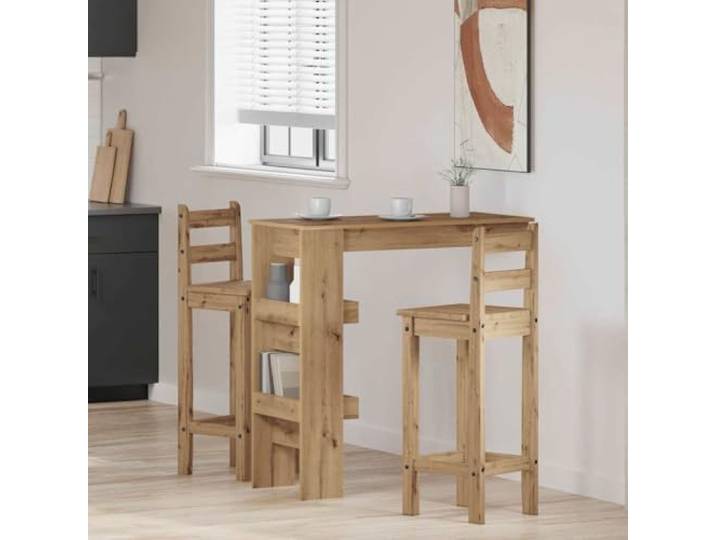 HEFZGDB Wand-Bartisch Artisan-Eiche 102x45x103,5 cm Holzwerkstoff mit 2 Staufächern, Stabile Konstruktion für Barbereich, Pflegeleichter Stehtisch mit Wandhalterung, Moderner
