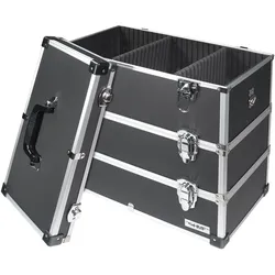 HMF 14661-02 Alu Werkzeugkoffer leer, 3 Etagen, 44 x 45 x 24 cm, Schwarz