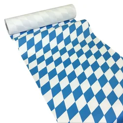 JUNOPAX Papiertischläufer Raute weiß-blau 50m x 0,40m, nass- und wischfest
