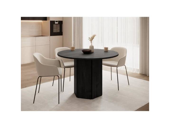 Table ronde - HEXA - 110 cm - Frêne Portland noir