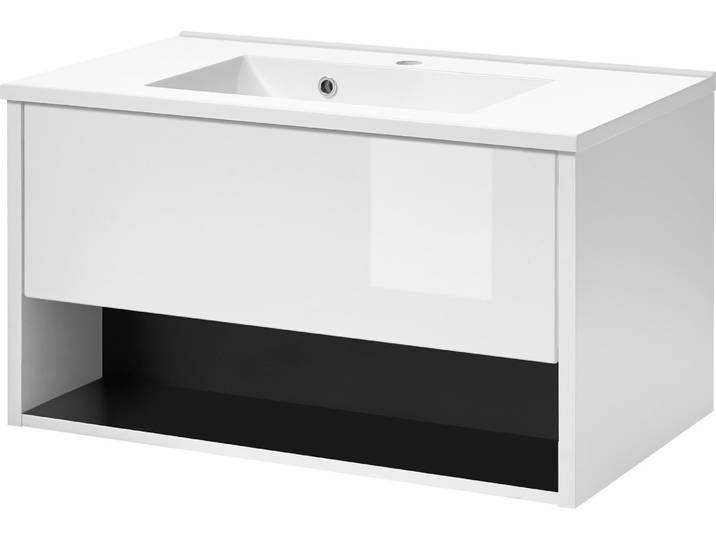 Waschtisch HOME AFFAIRE Studio Line, Waschtisch inkl. Waschbecken, modernes Design , schwarz-weiss (weiß anthrazit), B:80cm T:47cm, Waschtische, Waschtisch, in zwei Farben verfügbar, ausreichend Stauraum