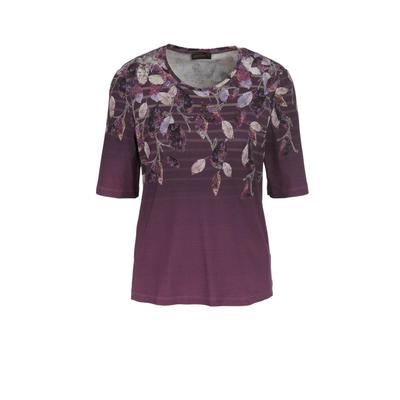 Print-Shirt GOLDNER "Kurzgröße Druckshirt in kraftvollen Farben", Damen, Gr. 20, lila (beere, gemustert), Obermaterial: 95% Viskose CV. 5% Elasthan EL., Tubular, Shirts, Exklusives Muster, in unserem Atelier entworfen
