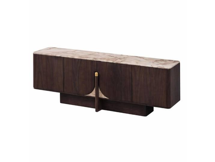Xlmoebel Sideboard Sideboard Braun Holz Marmoroptik Moderne Kommode Stauraum (1-tlg)