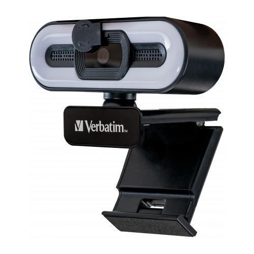 Verbatim Webcam AWC-02, Full HD 1080p, schwarz 2560x1440, 30 FPS, USB, Privacy Shutter, Light, Retail