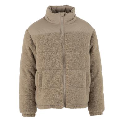 Steppmantel URBAN CLASSICS "Urban Classics Teddy Puffer Jacket", Herren, Gr. S, beige (schwarztaupe), 100% Polyester, Mäntel Steppmantel