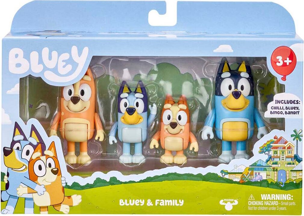 Spielfigur MOOSE "Bluey & Familie 4er Pack", bunt, Spielfiguren, Kinder, Kunststoff, Spielfigur