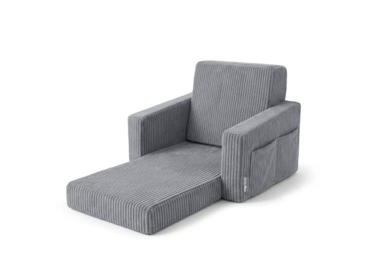 KiddyMoon Klappbarer Kindersessel aus Schaumstoff Kindersofa Hohe Rückenlehne, Zwei Seitentaschen, Abnehmbarer Bezug, Leicht zu tragen, Zur Liege ausklappbar