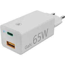 Hama GaN Charger (65 W, 2 Ports), USB Ladegerät, Weiss