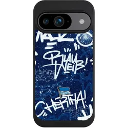 Nivocase Handyhülle für Google Pixel 9 Hülle NIVOpure Case Schwarz Graffiti Hertha BSC Offizielles (Google Pixel 9), Smartphone Hülle, Schwarz