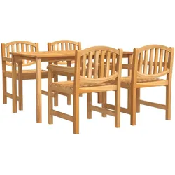 vidaXL, Gartentisch + Balkontisch, Ramelella (4x Stuhl + Tisch) (140 x 80 x 77 cm)