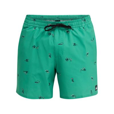 Boardshorts QUIKSILVER "Stretch Printed Volley 16", Herren, Gr. M, Normalgrößen, grün (leprechaun spaced out), Obermaterial: 92% Polyester, 8% Elasthan., Hosen