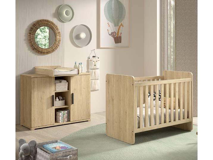 home24 Doorgroeikamer-/babykamerset Sam 2-delig 60 x 120 cm bruin
