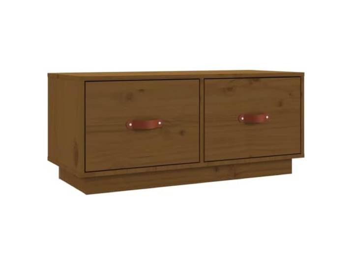KUPTYERFG TV-Schrank Honigbraun 80x34x35 cm Massivholz Kiefer Lowboard Kompaktes Lowboard aus Kiefernholz für Wohnzimmer und Schlafzimmer mit offenem Stauraum für Receiver und Deko.