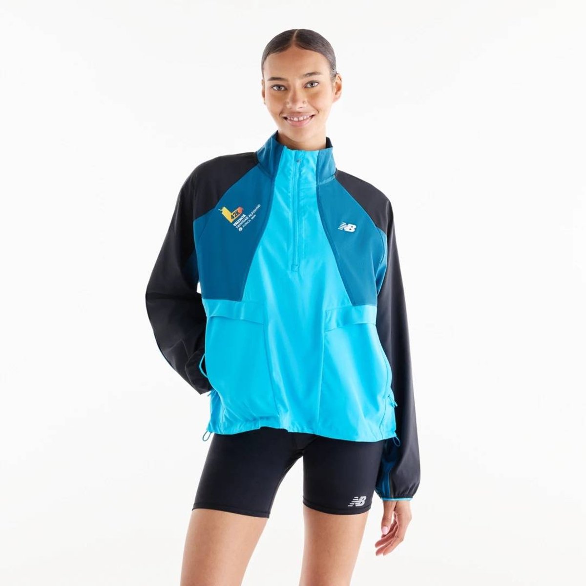 Jaqueta New Balance Valencia Marathon Training 2026 Azul Preto Feminina, Tamanho XS. Mulher