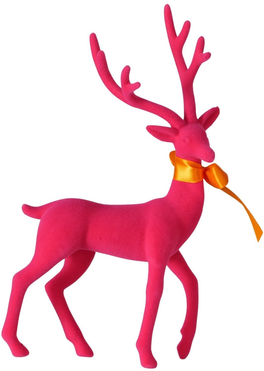 Boltze Rendier kerstdecoratie - Roze fluweel - 40 cm