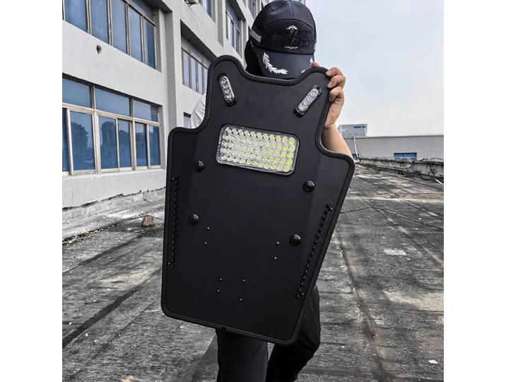 Bouclier de protection, lumière forte clignotante, anti-coups de patrouille et anti-coup, bouclier léger de sécurité en alliage d'aluminium