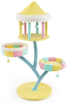 Costway Multi-Layer Cat Tree with 2 Removable Perches Scratching Posts-Color