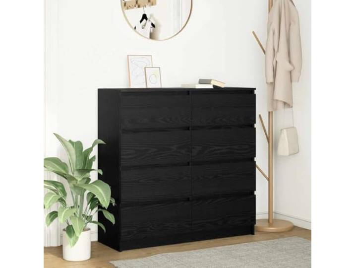 Jkghdrt Sideboard Schwarz Eichen-Optik 100x35x99 cm Holzwerkstoff Stauraum Minimalistisches Design, robuste Platte, vielseitig einsetzbar, pflegeleichte Oberfläche