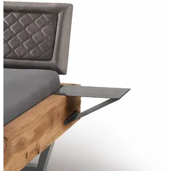 Massivholz Nachttisch Metall 2er-Set grau pulverbeschichtet