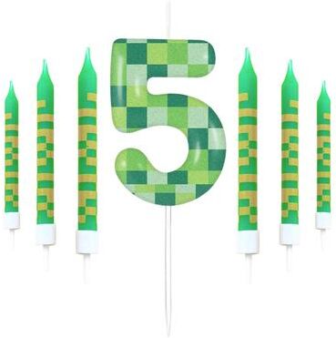 Uplifted Goods Pixelated Gamer Theme Birthday Candle Set 5