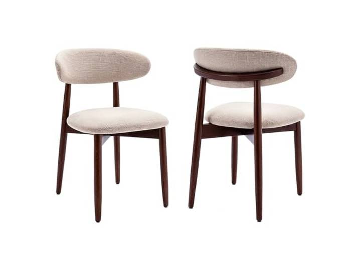 2er Set Esszimmerstühle aus Massivholz mit Baumwoll-Leinen-Bezug für Küche Baumwoll-Leinen-Bezug, kratzfeste rutschfeste Füße, ergonomische Rückenlehne, für Küche Esszimmer Wohnzimmer Schlafzimmer