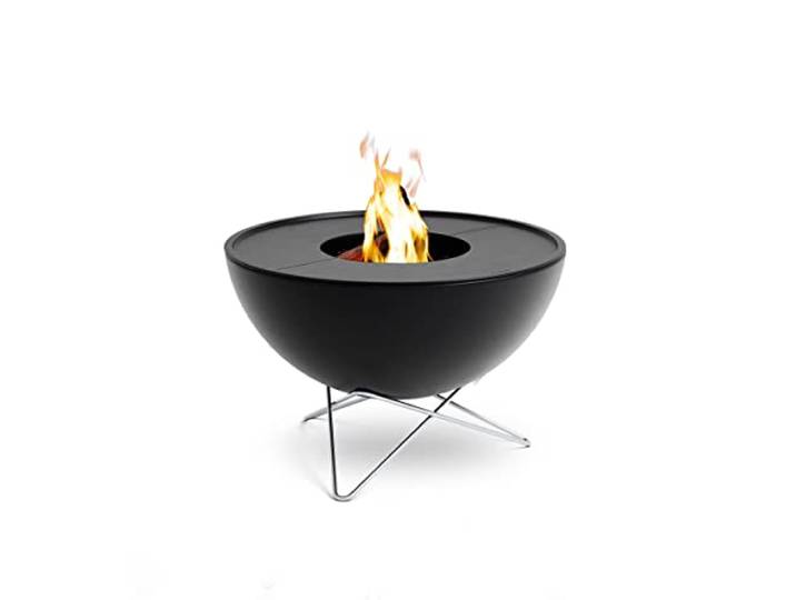 höfats - Bowl 70 Plancha Set tief - raucharme Verbrennung - Feuerstelle und Plancha Grill - kippbarer Feuerkorb inkl. 2 Plancha Grillplatten - Stahl emailliert – schwarz, Ø 70 cm