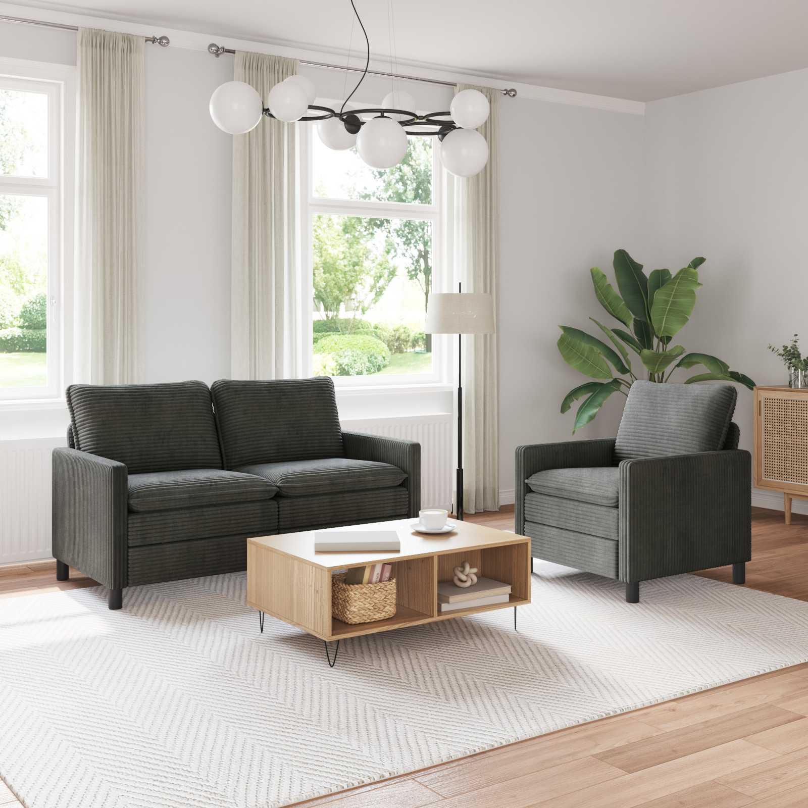 Maison Exclusive - Sofa Set 2 stk. Anthrazit Polyester