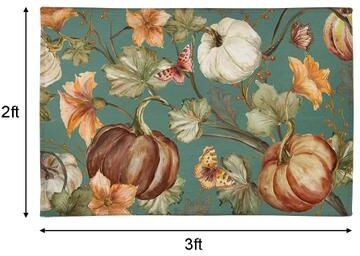 Laural Home Autumn Vines Dusty Teal Chenille Accent Rug