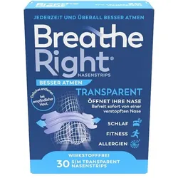 Breathe Right BESSER ATMEN NASENSTRIPS TRANSPARENT 30 St Pflaster