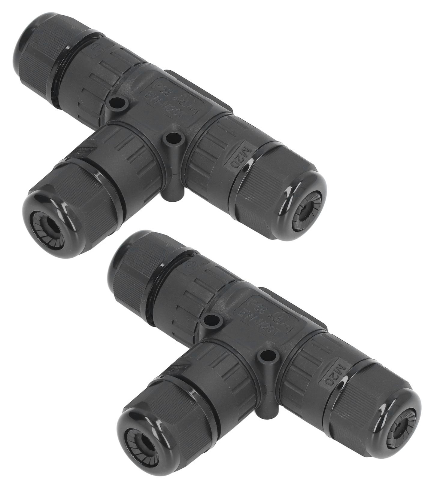 Gistuch 2 stuks T-vormige 3-weg kabelklemdoos waterdicht voor LED-verlichting buiten