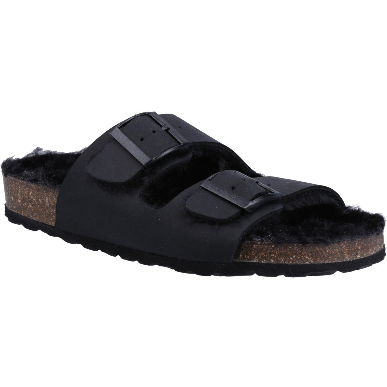 Hush Puppies Jessie Leder Damen Schwarz Pantoffeln