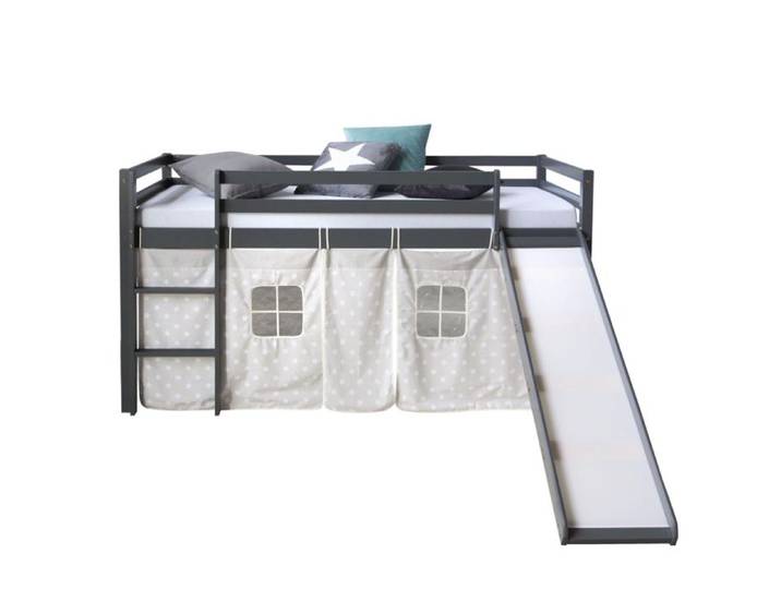 Lit 90x200 cm Gris avec Toboggan