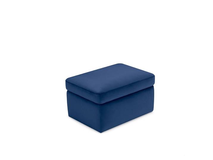 Pouf de rangement fabriqué en Italie en velours bleu 75x45 cm