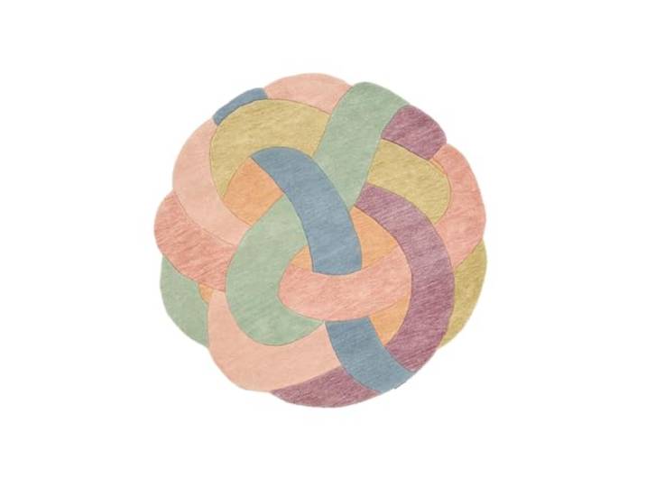 RugVista Colorful Knot Kinderteppich, 100 x 100 cm, Pastel Multicolor Moderne, Niedriger Stapel, Nur chemische Reinigung, Oeko-Tex 100, Ohne gefährliche Chemikalien, Kinderzimmer