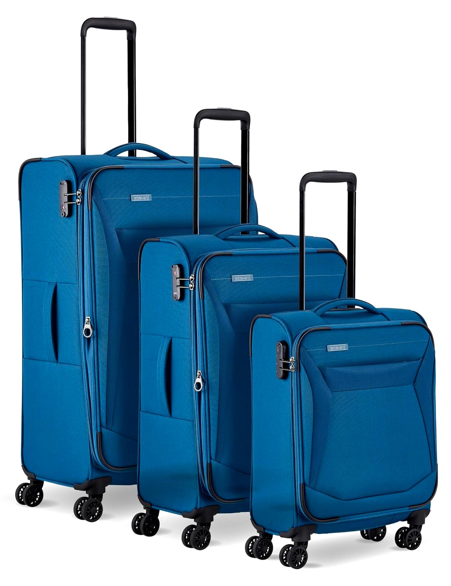 4-Rad Koffer Set Weichschale, Größen L/M/S, Serie Chios Trolley Set in Zeitloser Optik, Handgepäck erfüllt IATA Bordgepäck Maß