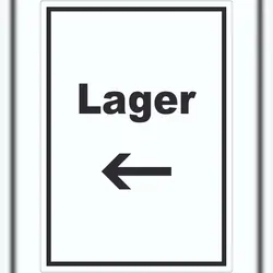 HB-Druck Lager Aufkleber mit Text und Richtungspfeil links Storage Warenlager hochkant A6 (105x148mm)